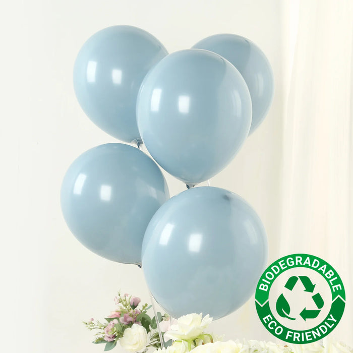 50 Pack Matte Pastel Dusty Blue Biodegradable Balloons 12inch, Round Eco-friendly