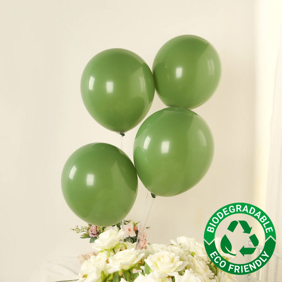 50 Pack Matte Pastel Dusty Sage Green Biodegradable Balloons 12inch, Round Eco-friendly