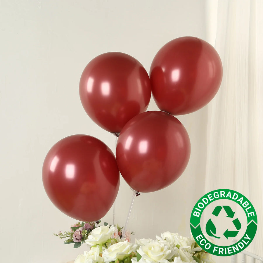 50 Pack Matte Pastel Burgundy Biodegradable Balloons 12inch, Round Eco-friendly