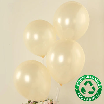 50 Pack Matte Pastel Cream Biodegradable Balloons 12", Round Eco-friendly Thick Latex Party Balloons