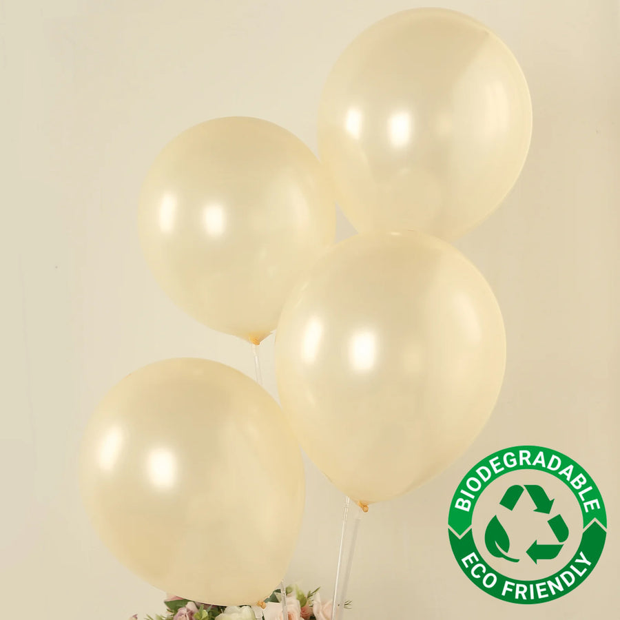 50 Pack Matte Pastel Cream Biodegradable Balloons 12inch, Round Eco-friendly