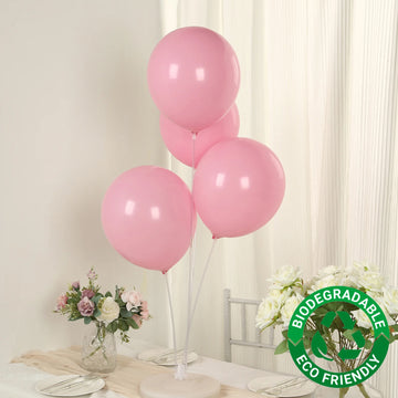 50 Pack Matte Pastel Pink Biodegradable Balloons 12", Round Eco-friendly Thick Latex Party Balloons