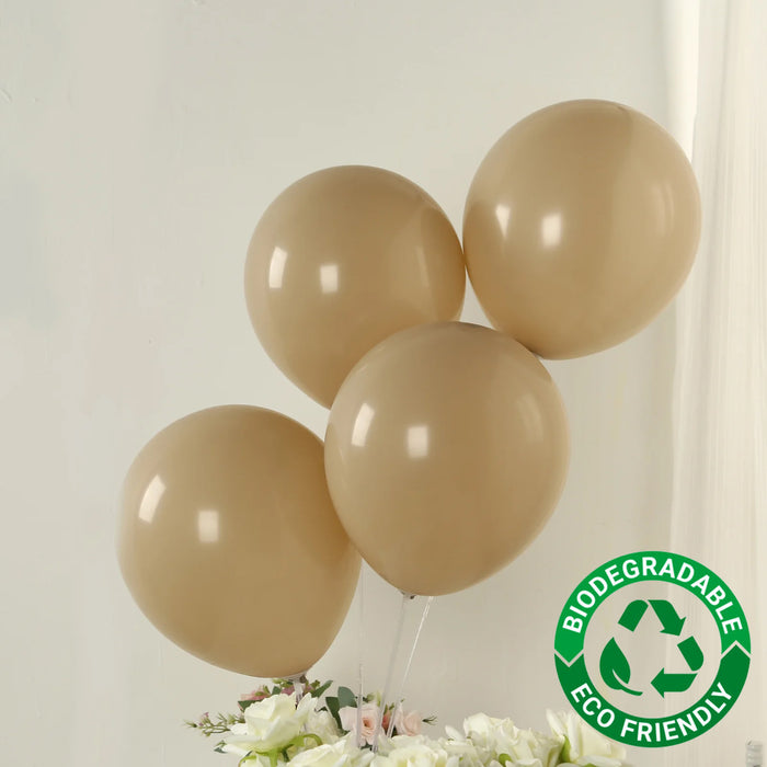 50 Pack Matte Pastel Taupe Biodegradable Balloons 12inch, Round Eco-friendly