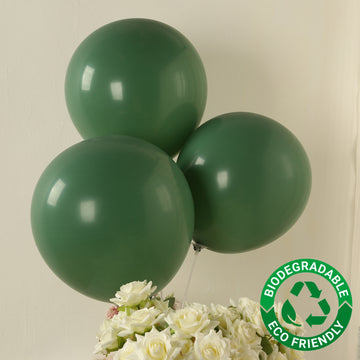 10 Pack Matte Pastel Dusty Sage Green Biodegradable Balloons 18", Round Eco-friendly Thick Latex Party Balloons