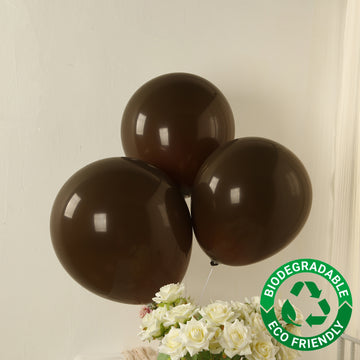 10 Pack Matte Pastel Cinnamon Brown Biodegradable Balloons 18", Round Eco-friendly Thick Latex Party Balloons