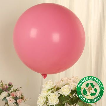 5 Pack Large Matte Pastel Pink Biodegradable Balloons, 36" Round Eco-friendly Thickened Latex Party Balloons