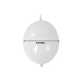 White balloon measuring 6 inches in diameter on a plain backdrop.