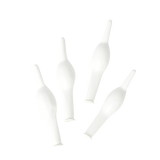 White ceramic bottle stoppers set of four on a plain background