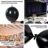 Black connectable matte pastel latex party balloon for versatile decorating use.