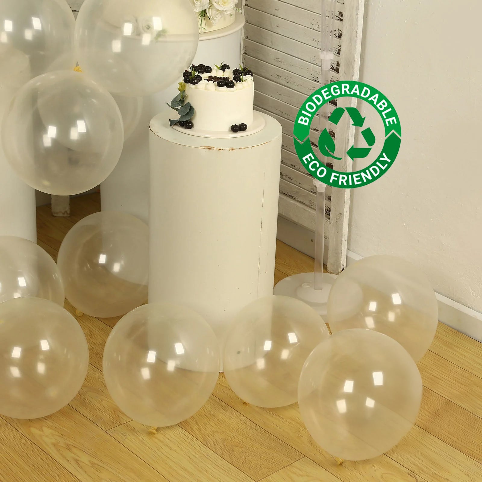 50 Pack Clear Biodegradable Balloons, 12" Thickened Extra Strong Eco-friendly Latex Helium Party Balloons