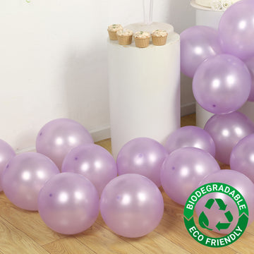 50 Pack Lavender Lilac Biodegradable Balloons, 12" Thickened Extra Strong Eco-friendly Latex Helium Party Balloons