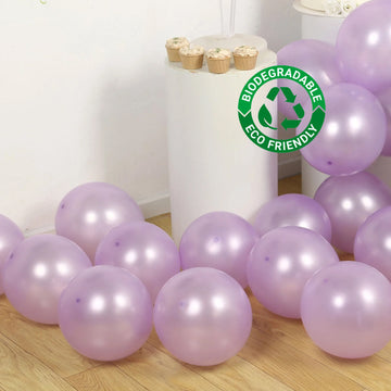 50 Pack Lavender Lilac Biodegradable Balloons, 12" Thickened Extra Strong Eco-friendly Latex Helium Party Balloons