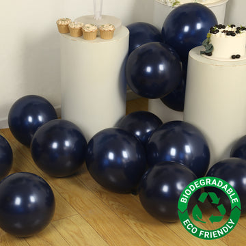 50 Pack Navy Blue Biodegradable Balloons, 12" Thickened Extra Strong Eco-friendly Latex Helium Party Balloons