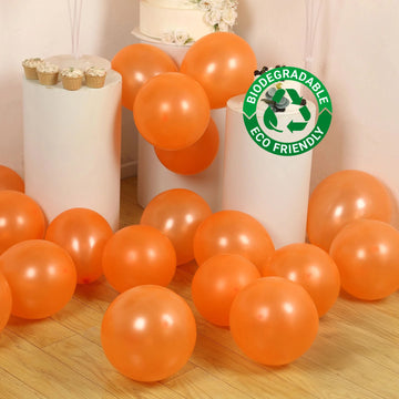 50 Pack Orange Biodegradable Balloons, 12" Thickened Extra Strong Eco-friendly Latex Helium Party Balloons