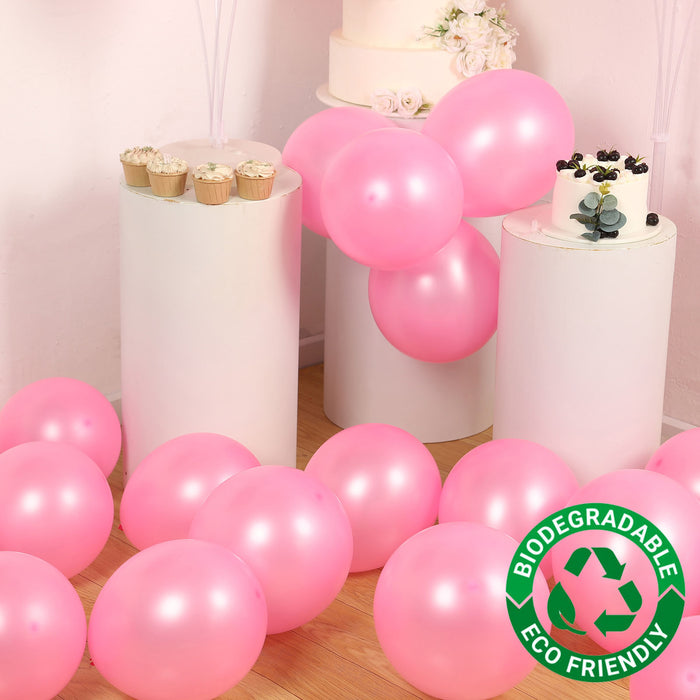 50 Pack Pink Biodegradable Balloons, 12 Thickened Extra Strong Eco-friendly Latex