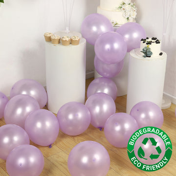 50 Pack Purple Biodegradable Balloons, 12" Thickened Extra Strong Eco-friendly Latex Helium Party Balloons