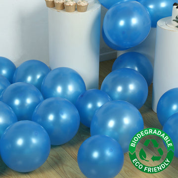 50 Pack Royal Blue Biodegradable Balloons, 12" Thickened Extra Strong Eco-friendly Latex Helium Party Balloons