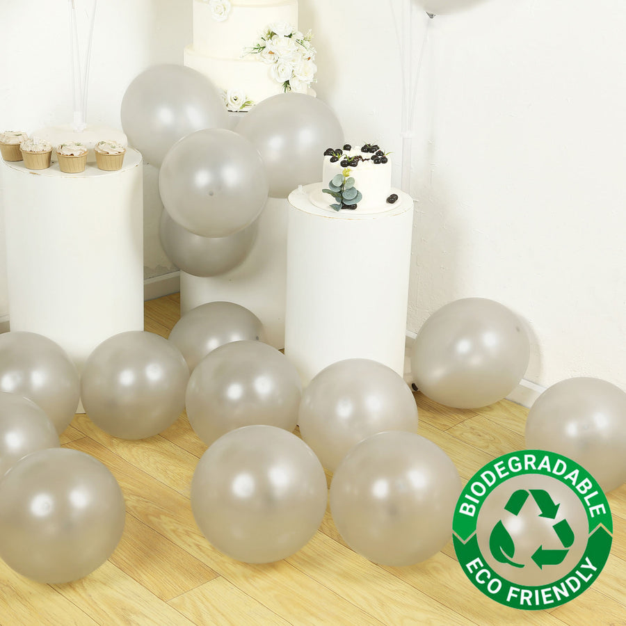 50 Pack White Biodegradable Balloons, 12 Thickened Extra Strong Eco-friendly Latex Helium