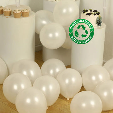 50 Pack White Biodegradable Balloons, 12" Thickened Extra Strong Eco-friendly Latex Helium Party Balloons