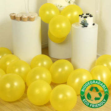 50 Pack Yellow Biodegradable Balloons, 12" Thickened Extra Strong Eco-friendly Latex Helium Party Balloons