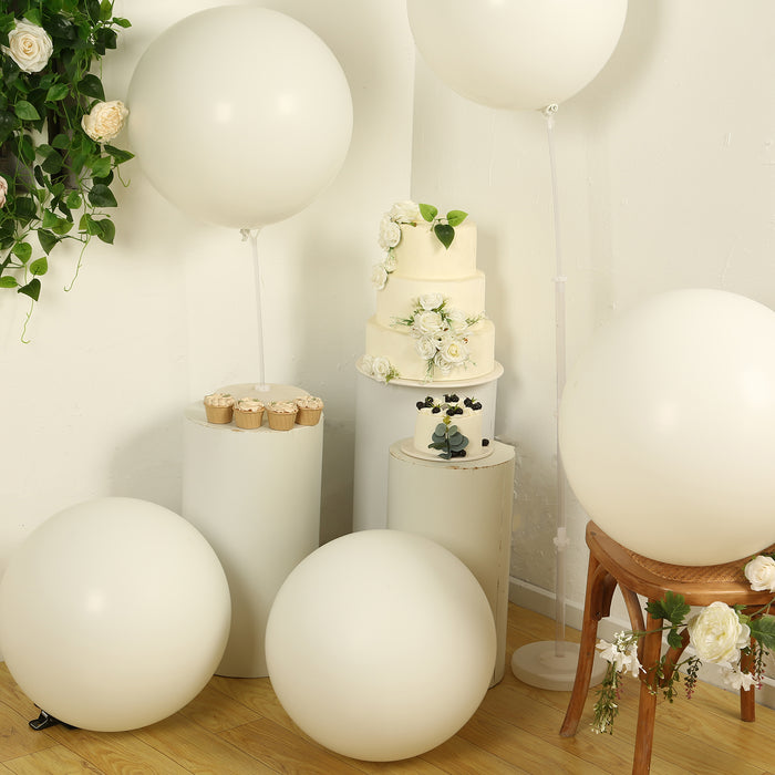 5 Pack Large Off White Biodegradable Balloons, 36" Thickened Extra Strong Eco-friendly Latex Helium