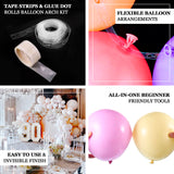 Balloon Arch Kit for Party Decorations – Clear Balloon Tape Strips & Glue Dot Rolls – 10 Rolls Each, 160ft Tape, 1000 Dots