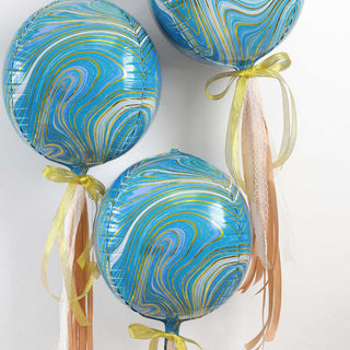 Enhance Your Event Decor with 4D Blue/Gold Marble Sphere Balloons