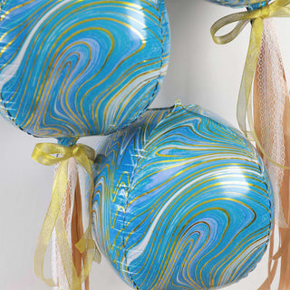 Create Memorable Moments with 3 Pack 13" 4D Blue/Gold Marble Balloons