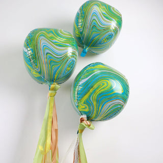 Create Stunning Balloon Decorations with Green/Gold Marble Agate 4D Mylar Balloons