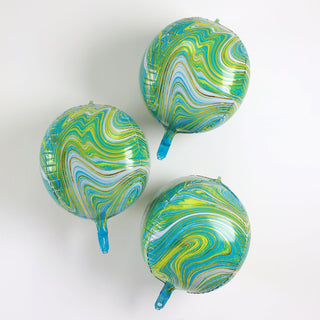 Add a Glamorous Twist to Your Event with Green/Gold Marble Orbz Foil Balloons