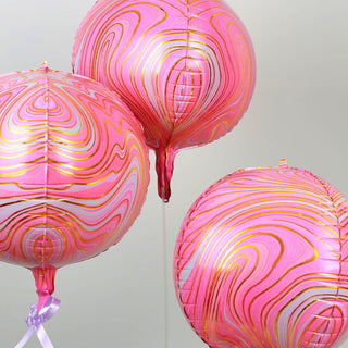 Add a Touch of Elegance with 4D Pink/Gold Marble Sphere Foil Balloons