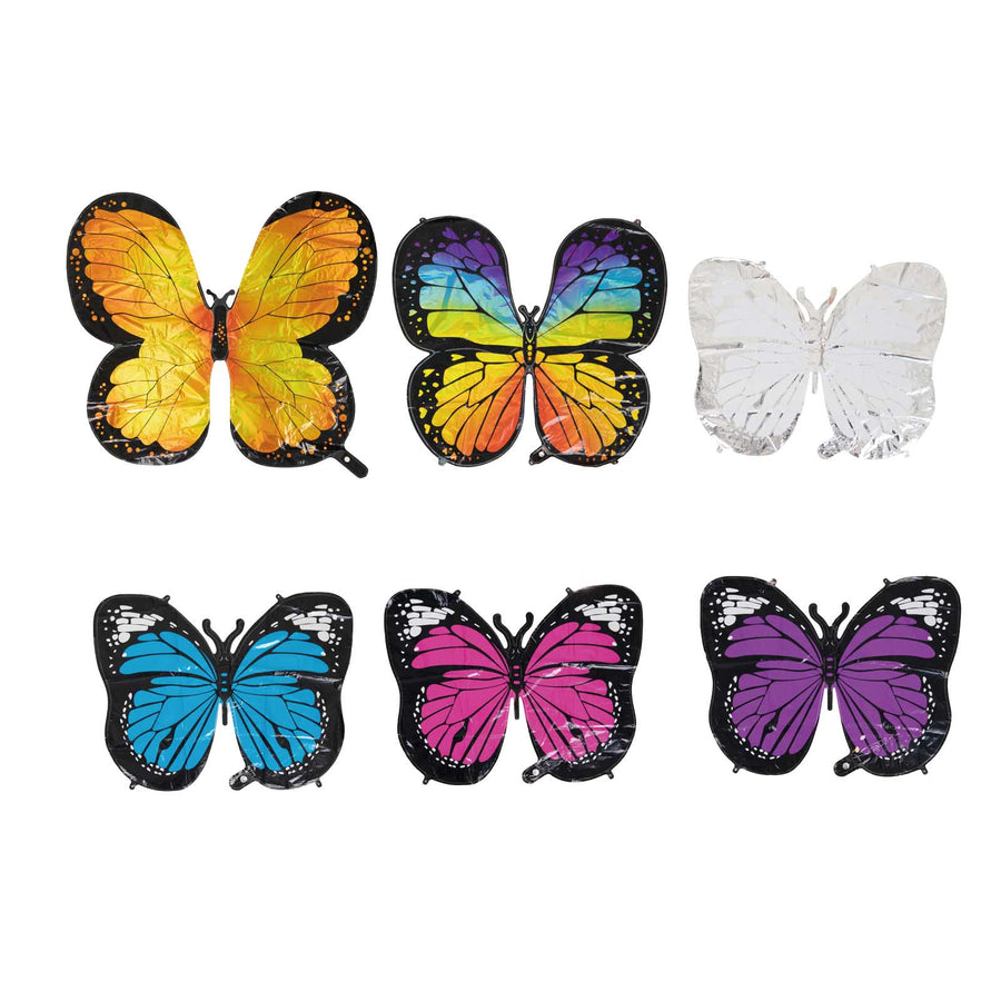 Set of 6 Assorted Butterfly Helium Foil Balloons, Fairy Tale Theme Party Supplies#whtbkgd