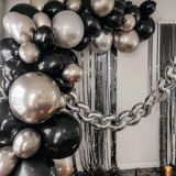 16ft Jumbo Chain Link Balloons in Silver, 30pack 8x12inch Durable Foil Chain Balloons