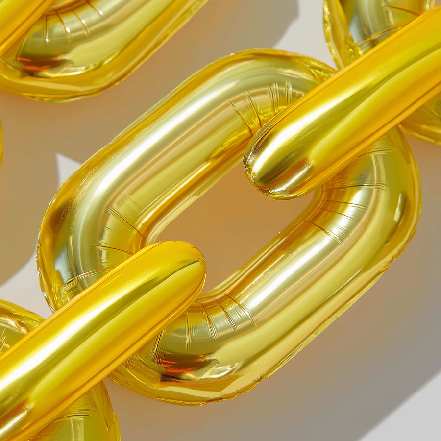 30-Pack 24" Gold Chain Foil Balloons – Jumbo Link Mylar Balloons for 90s Hip Hop Party Arches Up to 44ft Long Balloon Chain