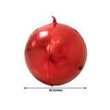 4-Pack 32inch Metallic Red Sphere Balloons, Orbz Mylar Balloons Helium