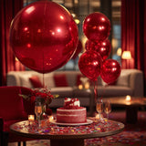 4-Pack Metallic Red Sphere Balloons, 39" Orbz Mylar Balloons Helium or Air-Filled Party Supplies