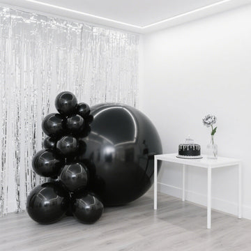 2-Pack Metallic Black Sphere Balloons, 43" Orbz Mylar Balloons Helium or Air-Filled Party Supplies