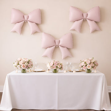 10 Pack Giant Decorative Foil Bow Balloons – Matte Blush Party Balloons for Backdrop, Photo Booth & Event Styling, 29″ x 27″ Inflated