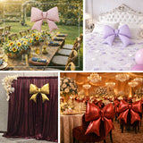 Decorative bows for events in various colors and settings.