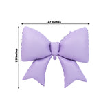 Purple inflatable bow pillow, measuring 27x29 inches.