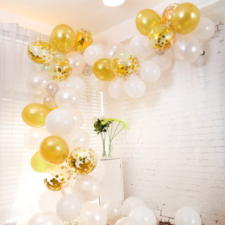 Create Stunning Party Decor with our Gold, White, and Silver DIY Balloon Garland Arch Party Kit