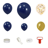 100 Pack Assorted Royal Blue Gold Latex Balloon Arch Kit, DIY Party Balloon Garland Decorations