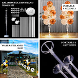 2 Pack Balloon Tower Kit for Floor Displays – 4ft Sturdy Clear Balloon Column Stand Water-Fillable
