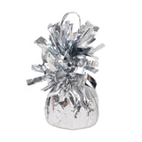 6 Pack 5inch Metallic Silver Foil Tassel Top Party Balloon Weights, 5.5oz#whtbkgd