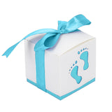 25 Pack | 2inch Blue Footprint Baby Shower Party Favor Candy Gift Boxes#whtbkgd