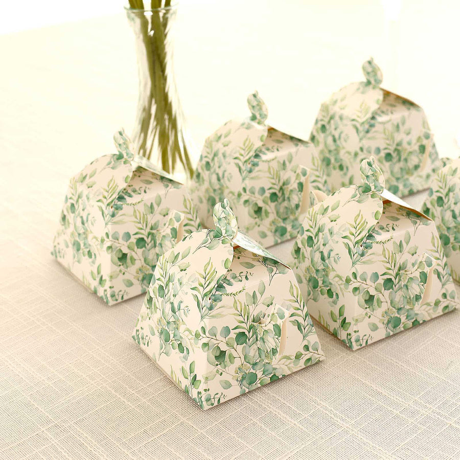 25 Pack Eucalyptus Greenery Mini Teapot Party Favor Boxes, Tea Time Gift Boxes