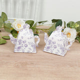 25 Pack 5x4inch Mini Teapot Favor Boxes – White Lavender French Toile Design Gift Boxes
