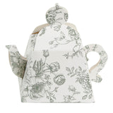 25 Pack 5x4inch Mini Teapot Favor Boxes – White Sage Green French Toile Design Gift Boxes#whtbkgd