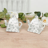 25 Pack 5x4inch Mini Teapot Favor Boxes – White Sage Green French Toile Design Gift Boxes