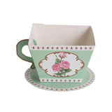 25 Pack Turquoise Mini Teacup and Saucer Party Favor Boxes with Rose Floral Print#whtbkgd